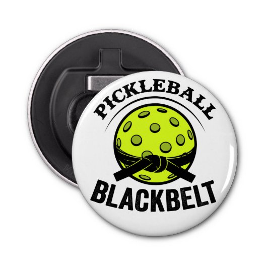 ピックボールブラックベルトおもしろい- Pickleball Master 栓抜き (正面)