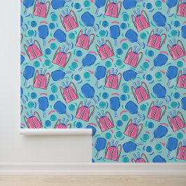 ピックボールブルーパドルブルーティール（緑がかった色）ボール名門私立校風の 壁紙