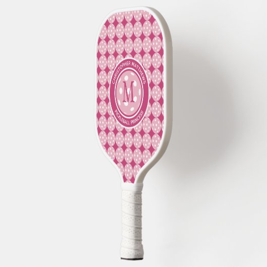ピックボールプリンセスカスタム引用文名イニシャルピンク ピックルボールラケット (左)