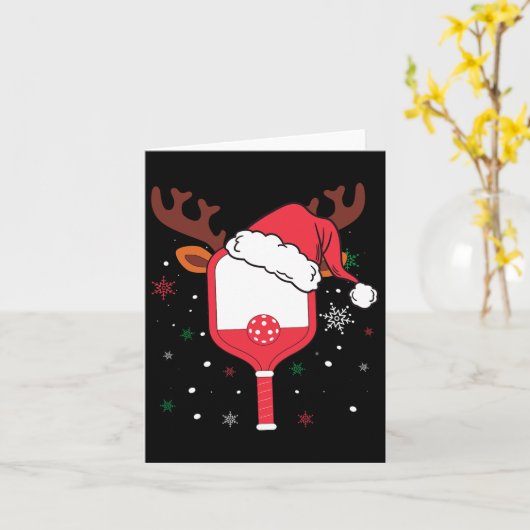 ピックボールプレイヤークリスマスホリデートナカイクリスマス カード (黄色い花)