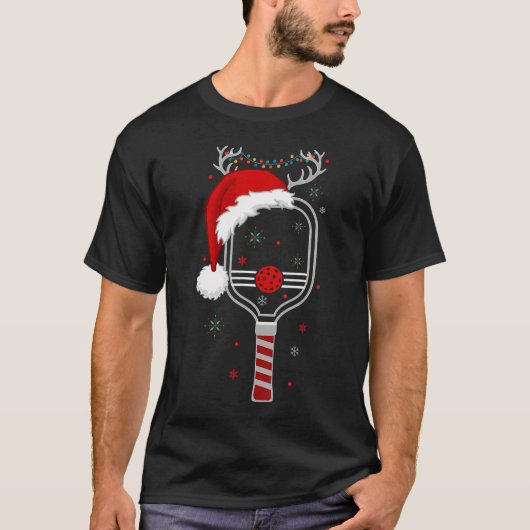 ピックボールプレイヤークリスマスホリデートナカイクリスマス Tシャツ (正面)