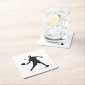 ピックボールプレイヤーシルエットスポーツデザイン スクエアペーパーコースター (インサイチュ)