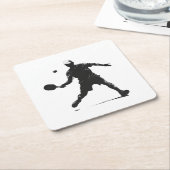 ピックボールプレイヤーシルエットスポーツデザイン スクエアペーパーコースター (アングル)