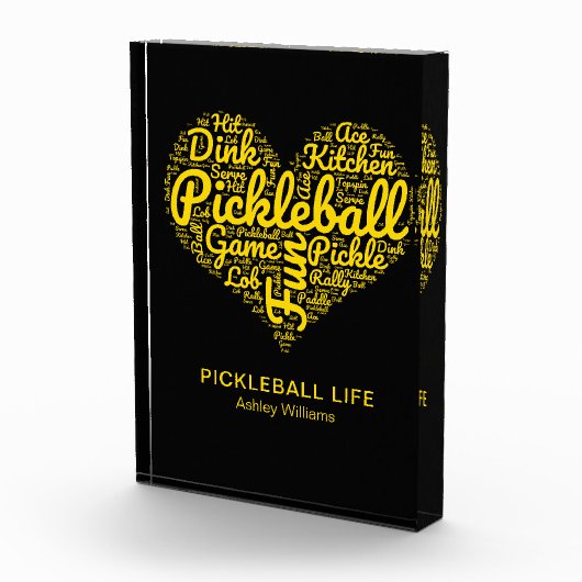 ピックボールプレイヤーワードアートタイポグラフィ パーソナライズされた フォトブロック (右)