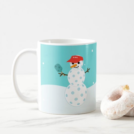 ピックボールホリデークリスマスユーモアのある雪だるまマグ コーヒーマグカップ (ドーナツ)