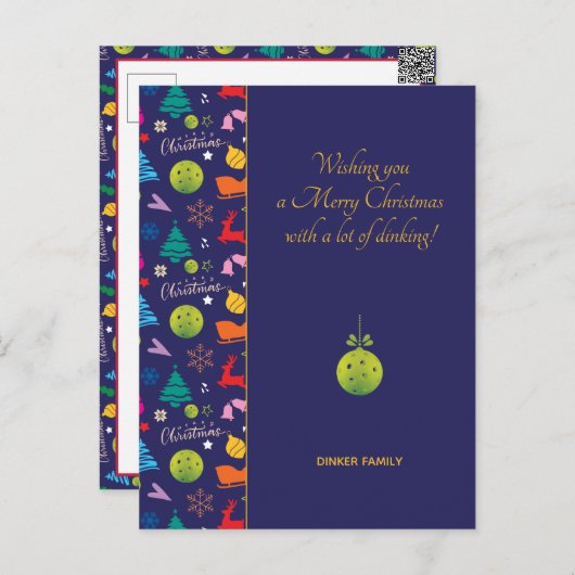 ピックボール🎄メリークリスマスカスタム文字ポストカー ポストカード (正面/裏面)