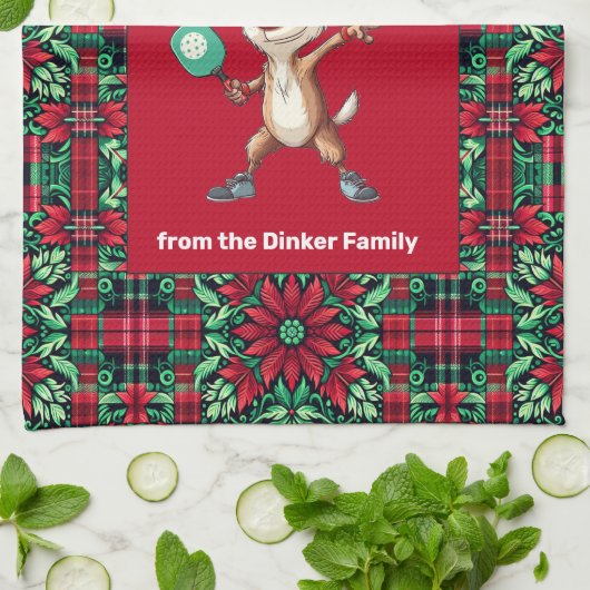 ピックボール🎄メリークリスマスカスタム文字 キッチンタオル (折り畳み)