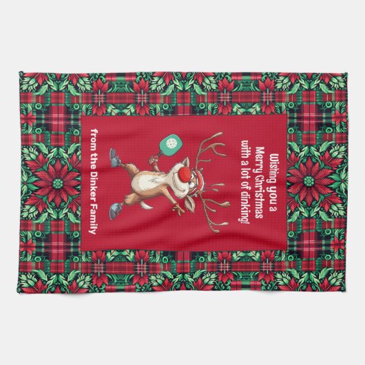 ピックボール🎄メリークリスマスカスタム文字 キッチンタオル (横)