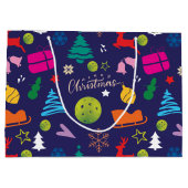 ピックボール🎄メリークリスマスカスタム文字 ラージペーパーバッグ (裏面)