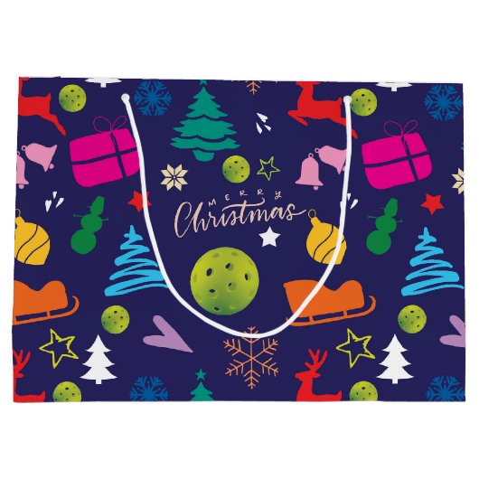 ピックボール🎄メリークリスマスカスタム文字 ラージペーパーバッグ (裏面)