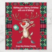 ピックボール🎄メリークリスマスカスタム文字 ワインラベル (シングルラベル)