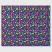 ピックボール🎄メリークリスマスラッピングネイビーブルー ラッピングペーパー (フラット)