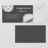 ピックボールラバーズブライダルシャワーブラック&ホワイト エンクロージャーカード (正面/裏面)