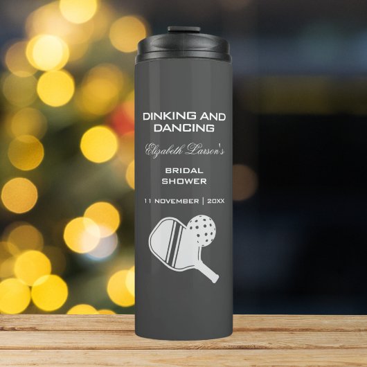 ピックボールラバーズブライダルシャワーブラック&ホワイト タンブラー