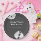 ピックボールラバーズブライダルシャワーブラック&ホワイト ペーパープレート (パーティー)