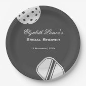 ピックボールラバーズブライダルシャワーブラック&ホワイト ペーパープレート (正面)