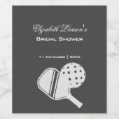 ピックボールラバーズブライダルシャワーブラック&ホワイト ワインラベル (シングルラベル)