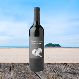 ピックボールラバーズブライダルシャワーブラック&ホワイト ワインラベル