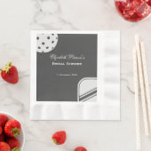 ピックボールラバーズブライダルシャワーブラック&ホワイト 縁ありランチョンナプキン (インサイチュ)