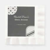ピックボールラバーズブライダルシャワーブラック&ホワイト 縁ありランチョンナプキン (正面)