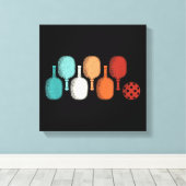 ピックボールラバーレトロパドルスポーツヴィンテージ キャンバスプリント (インサイチュ (ウッドフロア))