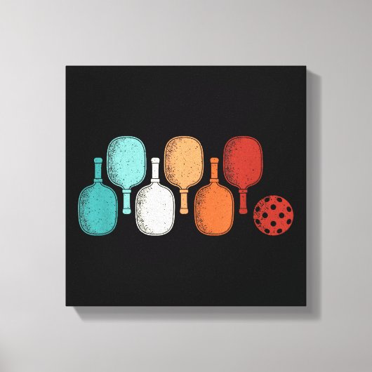 ピックボールラバーレトロパドルスポーツヴィンテージ キャンバスプリント (正面)