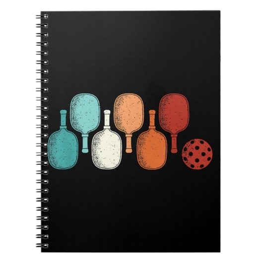 ピックボールラバーレトロパドルスポーツヴィンテージ ノートブック (正面)