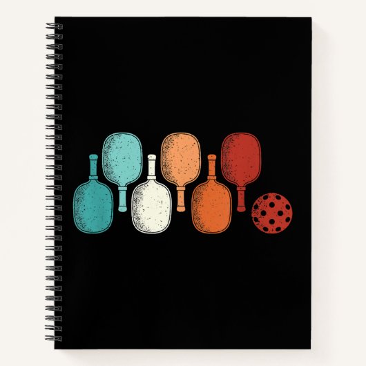 ピックボールラバーレトロパドルスポーツヴィンテージ ノートブック (正面)