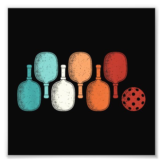 ピックボールラバーレトロパドルスポーツヴィンテージ フォトプリント            (正面)