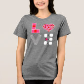 ピックボールラブハートコートボールパドルピンクレッド トライブレンドＴシャツ (正面)