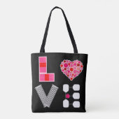 ピックボールラブハートコートボールパドルピンクレッド トートバッグ (裏面)