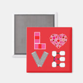 ピックボールラブハートコートボールパドルピンクレッド マグネット (正面/裏面)