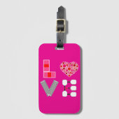 ピックボールラブハートコートボールパドルピンクレッド ラゲッジタグ (正面縦)