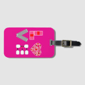 ピックボールラブハートコートボールパドルピンクレッド ラゲッジタグ (正面横)