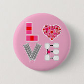 ピックボールラブハートコートボールパドルピンクレッド 缶バッジ (正面)