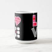 ピックボールラブハートコートボールパドルブラック コーヒーマグカップ (中央)