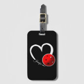 ピックボールラブホワイトハートレッドピックボール ラゲッジタグ (正面縦)