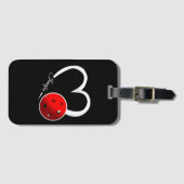 ピックボールラブホワイトハートレッドピックボール ラゲッジタグ (正面横)