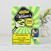 ピックボールレトログリーンスポーツ写真誕生日 招待状 (スタンド正面)