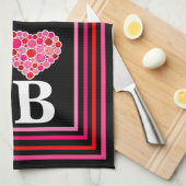 ピックボール充填ハートピンクと赤IハートPB キッチンタオル (四つ折り)