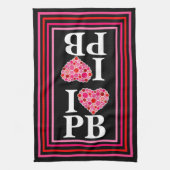 ピックボール充填ハートピンクと赤IハートPB キッチンタオル (縦)