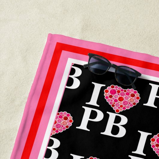 ピックボール充填ハートピンクと赤IハートPB ビーチタオル (インサイチュ)