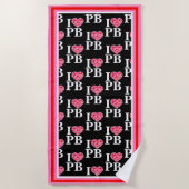 ピックボール充填ハートピンクと赤IハートPB ビーチタオル (正面)