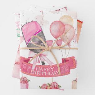 ピックボール包装紙ピンクをテーマ ラッピングペーパーシート