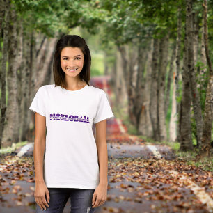ピックボール女子おもしろいパープルスローガン Tシャツ