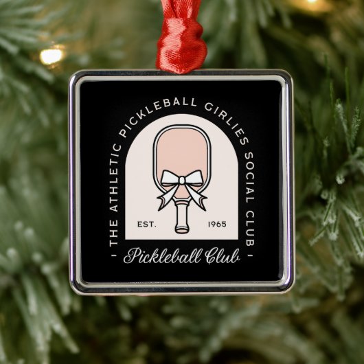 ピックボール女子クラブファンシースクワッド黒の美学 メタルオーナメント (ツリー)
