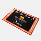 ピックボール女王 – オレンジ色のピックボールパーソナライズされた ドアマット (アングル)