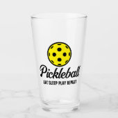 ピックボール愛好家は引用文付きドリンクユーモアのあるガラス タンブラーグラス (正面)