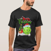 ピックボール愛好家クリスマスデコレーションサンタライト Tシャツ (正面)