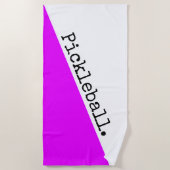 ピックボール明るい熱帯ピンク白色ブロック ビーチタオル (正面)